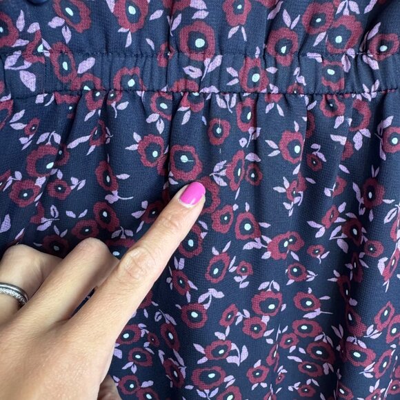 Lane Bryant Plus Size 24 Maroon Ditsy Print Floral Ruffle Hem 3/4‎ Sleeves - Picture 8 of 11